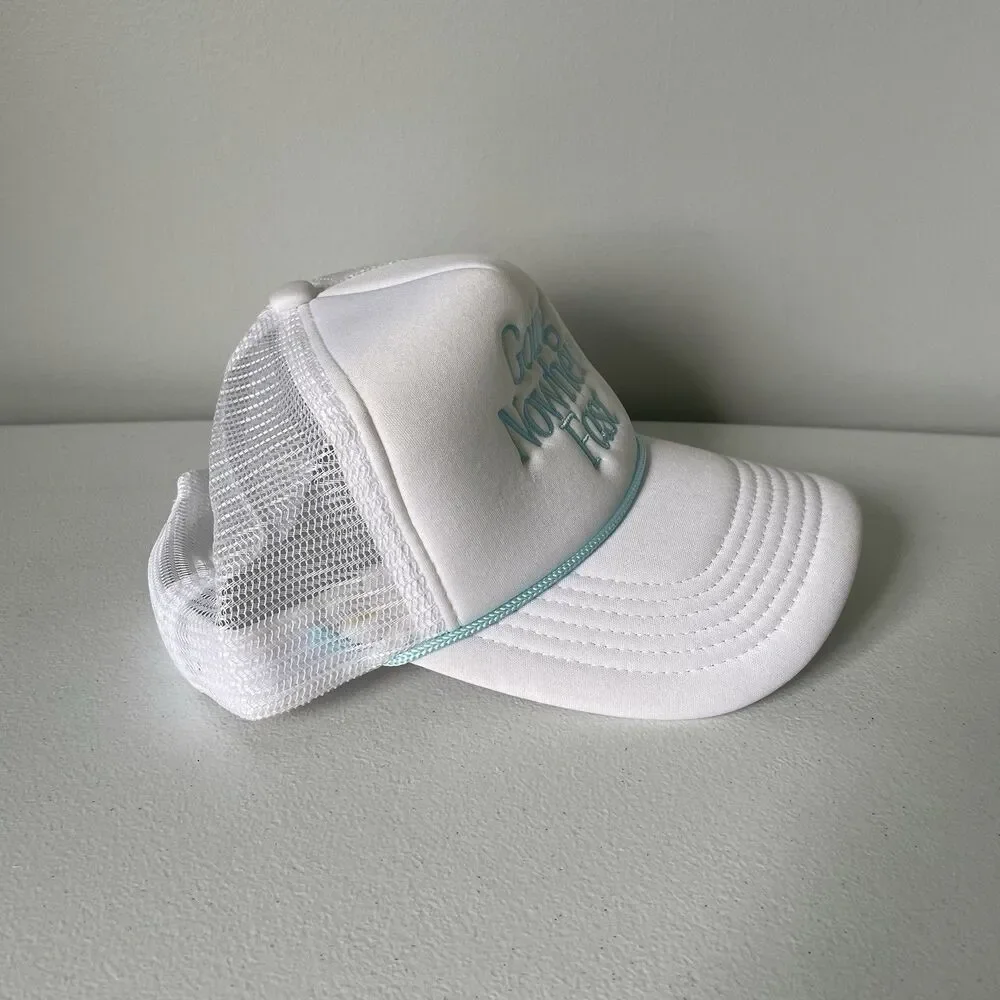 'Going Nowhere Fast' Snapback Baseball Hat Cap White Blue Unisex One Size